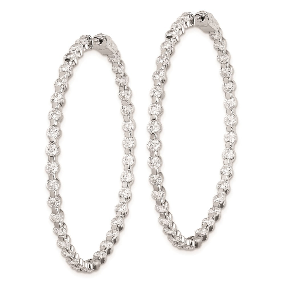 FJC Finejewelers 925 Sterling Silver Rhodium Plated CZ In and Out Hinged Hoop Earrings 50 x 49 mm