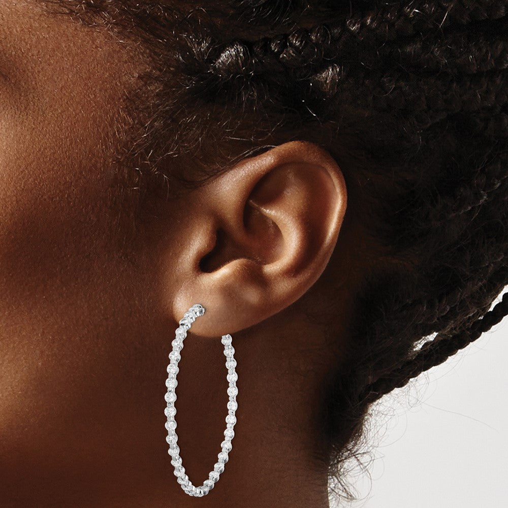 FJC Finejewelers 925 Sterling Silver Rhodium Plated CZ In and Out Hinged Hoop Earrings 50 x 49 mm
