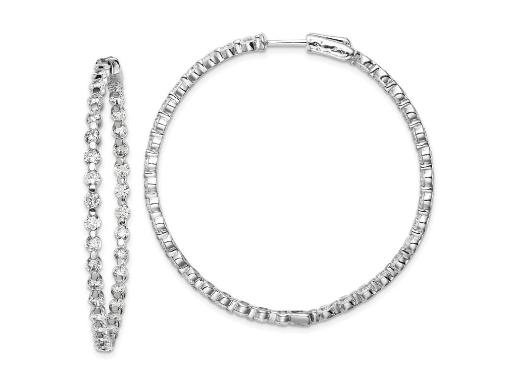 FJC Finejewelers 925 Sterling Silver Rhodium Plated CZ In and Out Hinged Hoop Earrings 50 x 49 mm