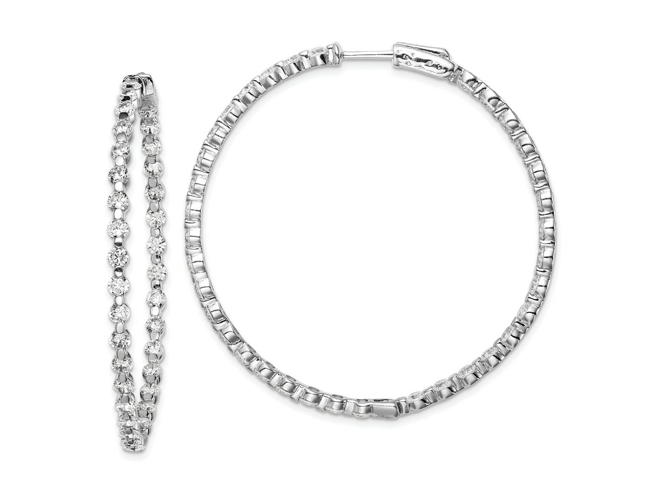 FJC Finejewelers 925 Sterling Silver Rhodium Plated CZ In and Out Hinged Hoop Earrings 50 x 49 mm