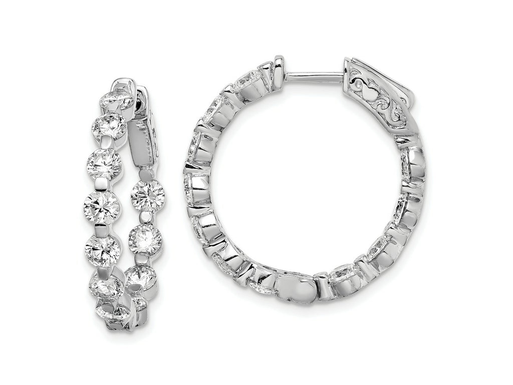 FJC Finejewelers 925 Sterling Silver Rhodium Plated CZ In and Out Hinged Hoop Earrings 25 x 24 mm