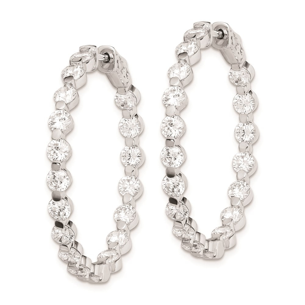 FJC Finejewelers 925 Sterling Silver Rhodium Plated CZ In and Out Hinged Hoop Earrings 36 x 35 mm