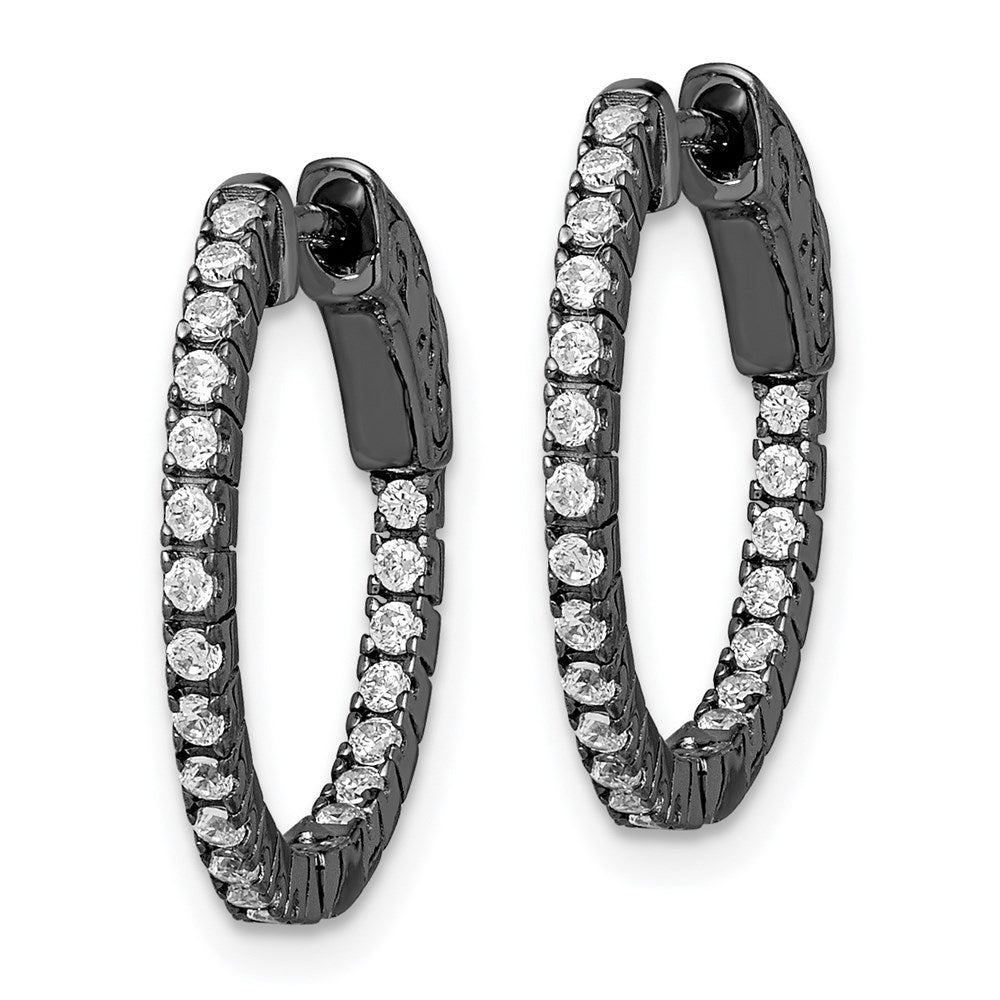 FJC Finejewelers 925 Sterling Silver Black Rhodium Plated In and Out CZ Round Hoop Earrings 18 x 19 mm