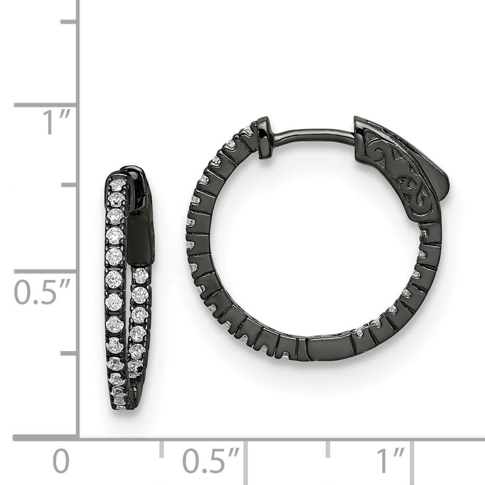 FJC Finejewelers 925 Sterling Silver Black Rhodium Plated In and Out CZ Round Hoop Earrings 18 x 19 mm