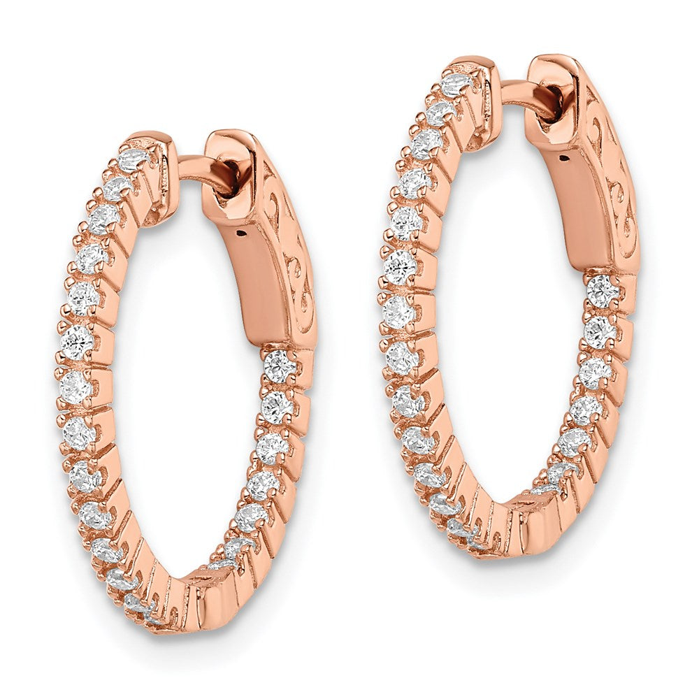 FJC Finejewelers 925 Sterling Silver Rose-tone CZ In and Out Round Hoop Earrings 18 x 19 mm