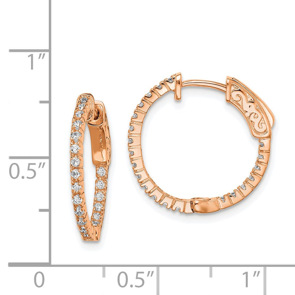 FJC Finejewelers 925 Sterling Silver Rose-tone CZ In and Out Round Hoop Earrings 18 x 19 mm