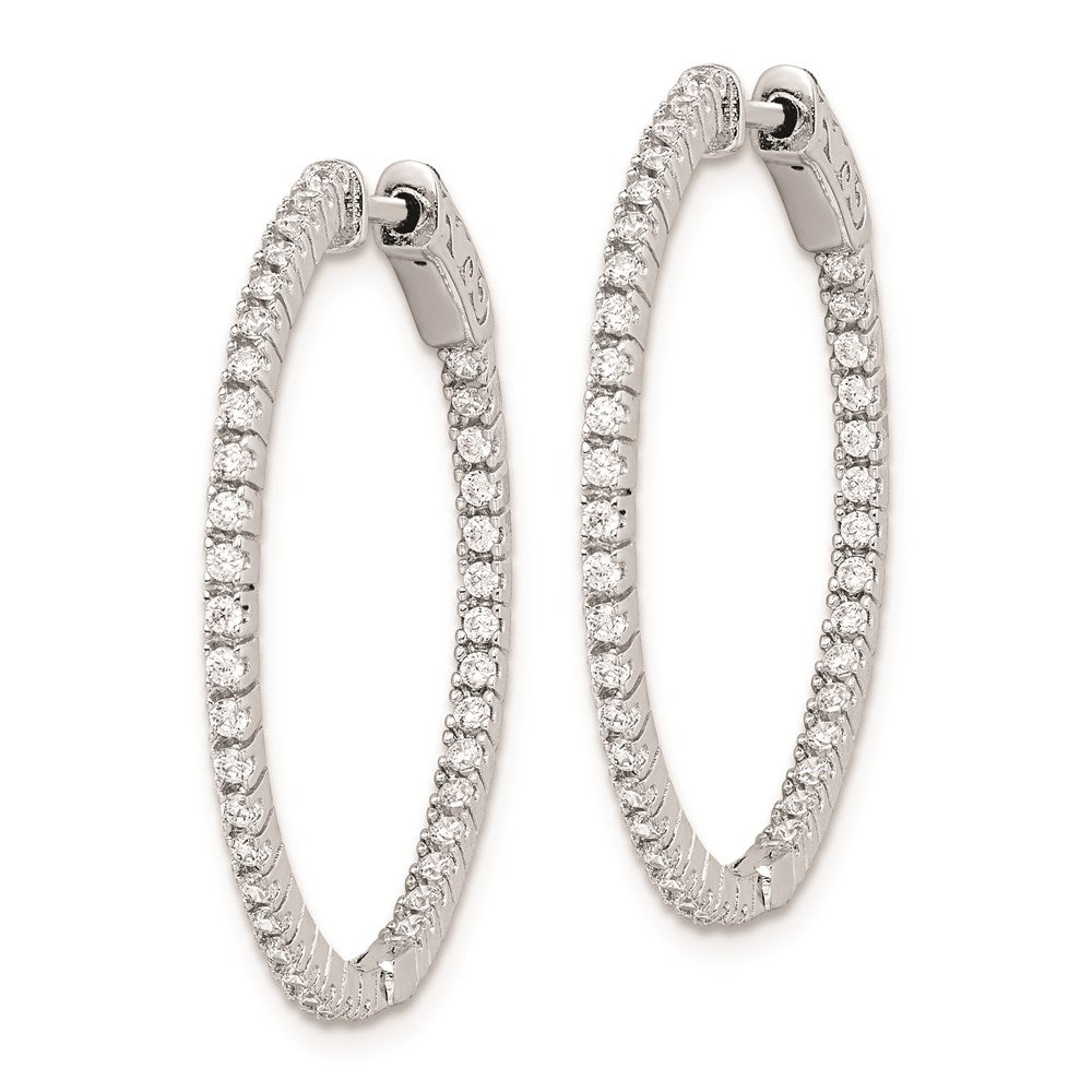 FJC Finejewelers 925 Sterling Silver Rhodium Plated CZ In and Out Hinged Hoop Earrings 28 x 29 mm