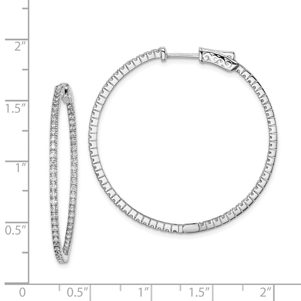 FJC Finejewelers 925 Sterling Silver Rhodium Plated CZ In and Out Hinged Hoop Earrings 38 x 39 mm
