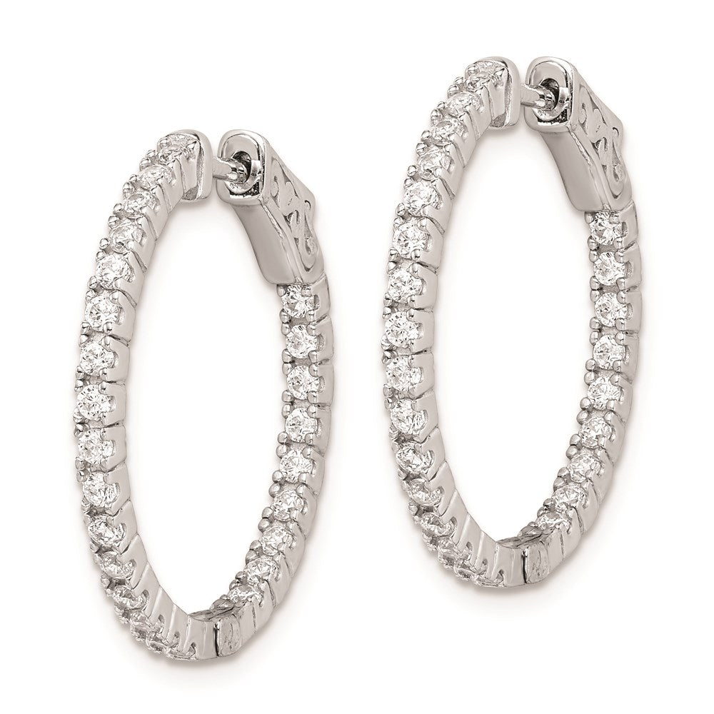 FJC Finejewelers 925 Sterling Silver Rhodium Plated CZ In and Out Hinged Hoop Earrings 23 x 23 mm