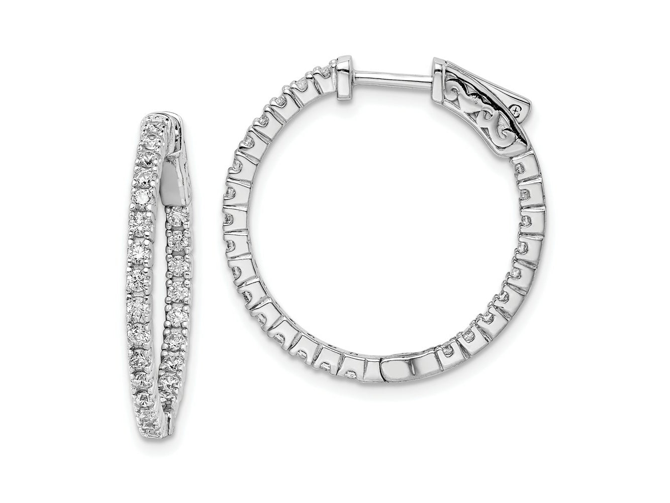 FJC Finejewelers 925 Sterling Silver Rhodium Plated CZ In and Out Hinged Hoop Earrings 23 x 23 mm