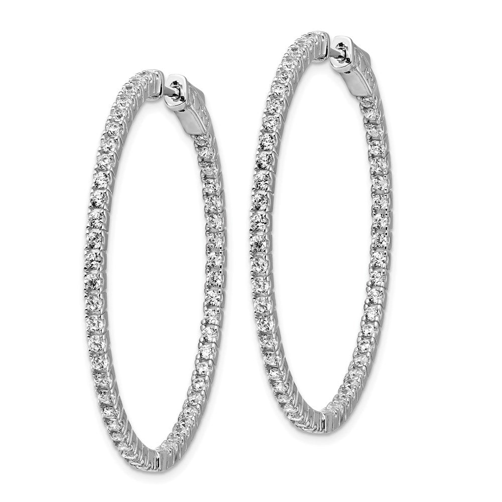 FJC Finejewelers 925 Sterling Silver Rhodium Plated CZ In and Out Hinged Hoop Earrings 36 x 37 mm