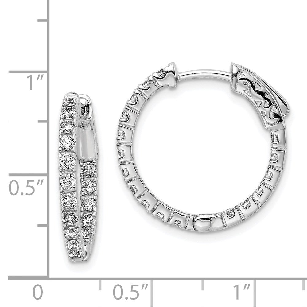 FJC Finejewelers 925 Sterling Silver Rhodium Plated CZ In and Out Hinged Hoop Earrings 21 x 20 mm