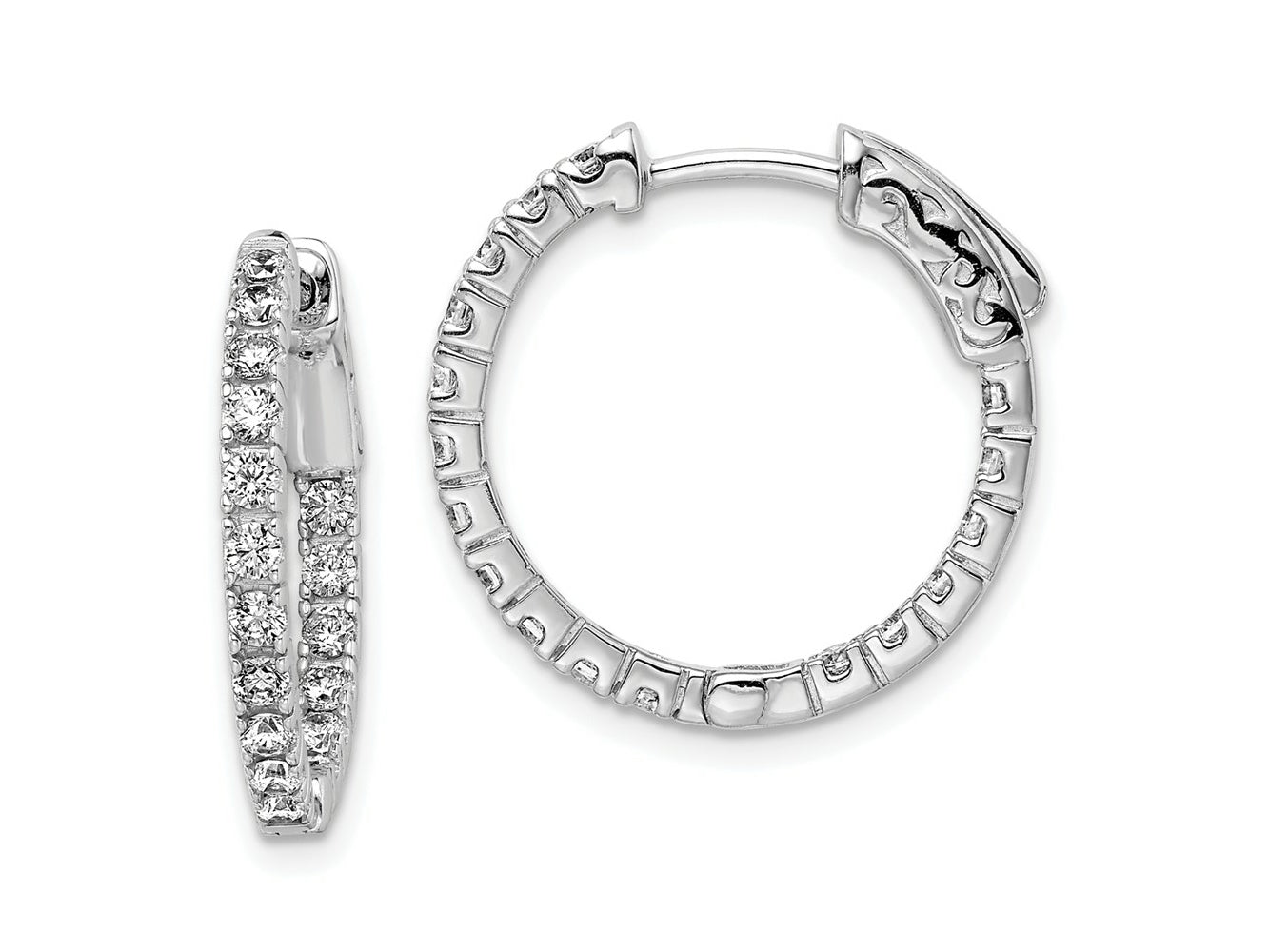 FJC Finejewelers 925 Sterling Silver Rhodium Plated CZ In and Out Hinged Hoop Earrings 21 x 20 mm