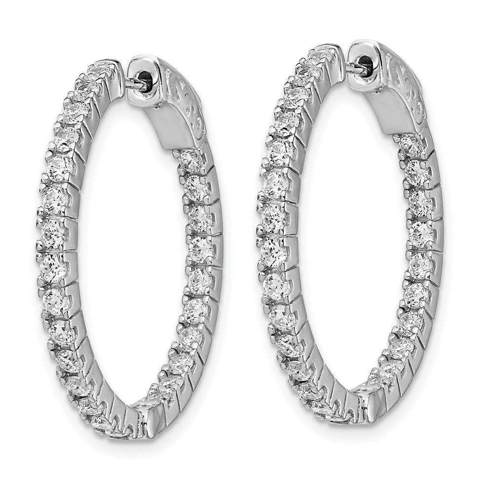 FJC Finejewelers 925 Sterling Silver Rhodium Plated CZ In and Out Hinged Hoop Earrings 26 x 26 mm