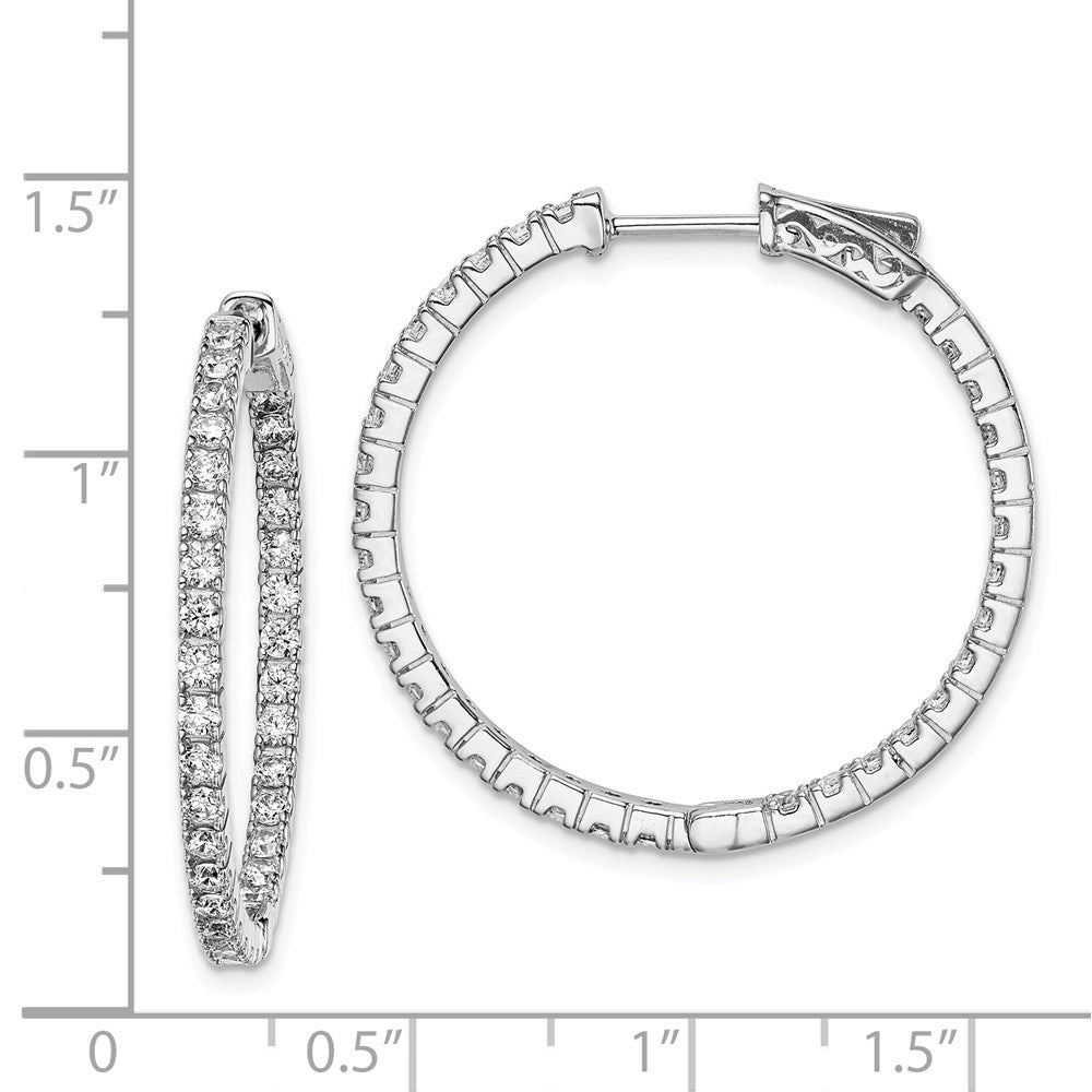 FJC Finejewelers 925 Sterling Silver Rhodium Plated CZ In and Out Hinged Hoop Earrings 30 x 31 mm