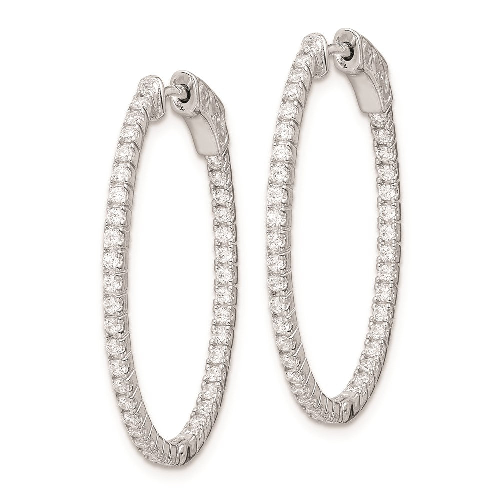 FJC Finejewelers 925 Sterling Silver Rhodium Plated CZ Hinged Oval Hoop Earrings 30 x 25 mm