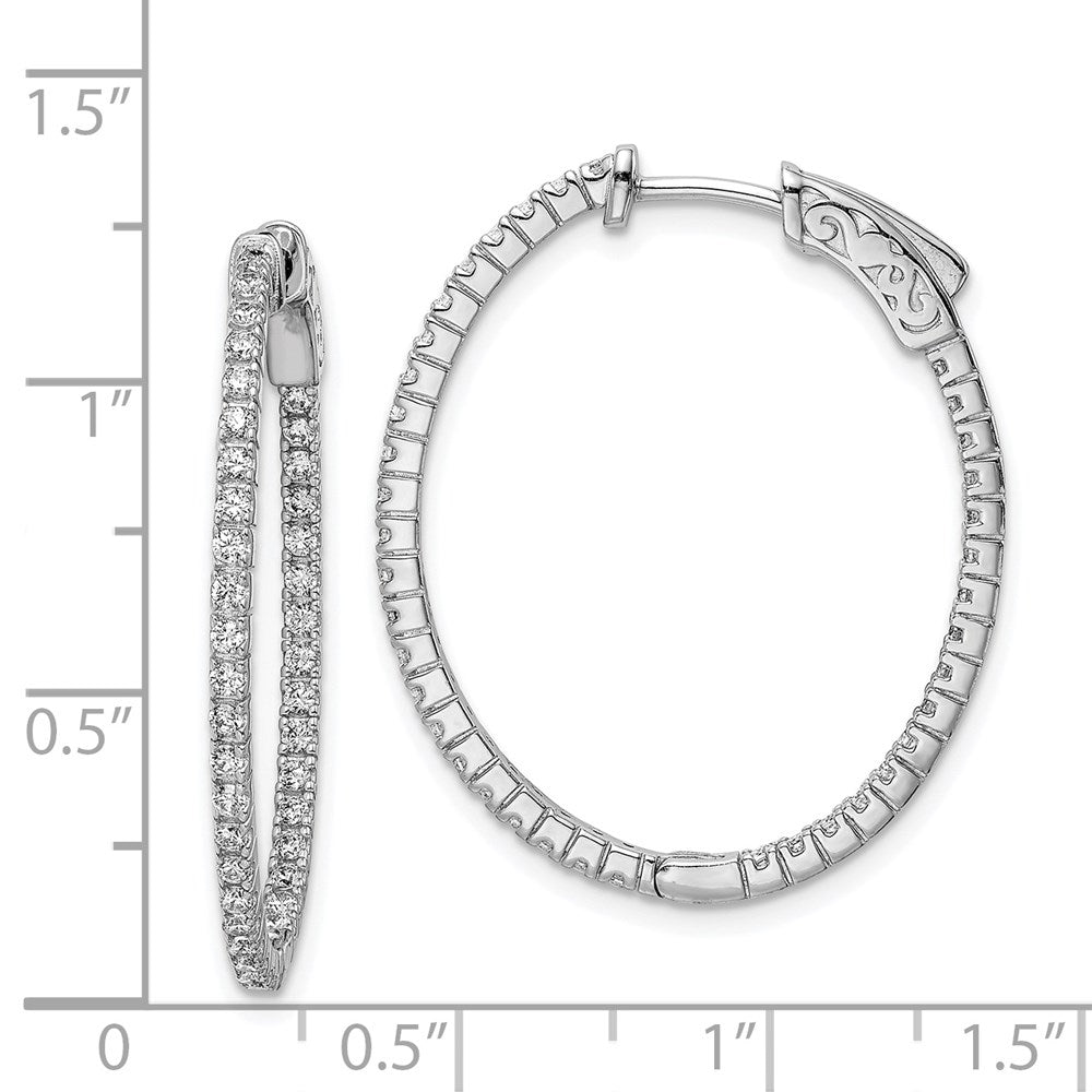 FJC Finejewelers 925 Sterling Silver Rhodium Plated CZ Hinged Oval Hoop Earrings 30 x 25 mm