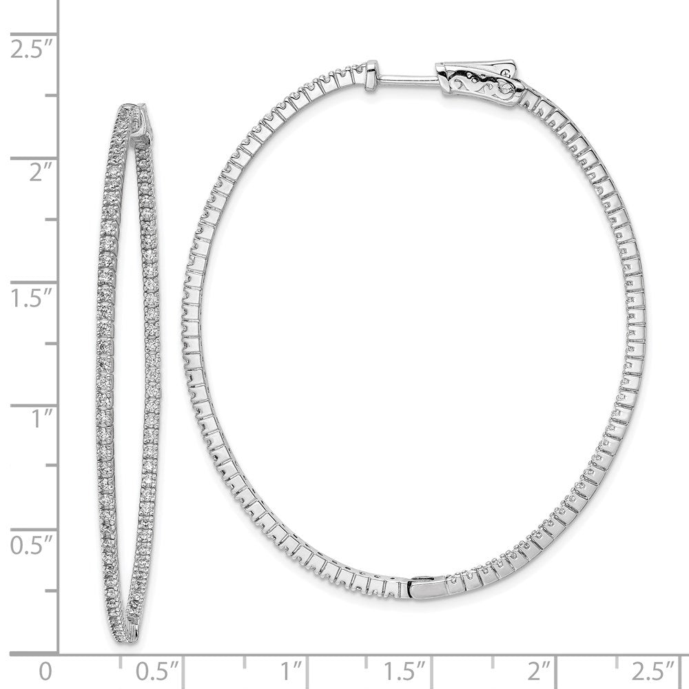 FJC Finejewelers 925 Sterling Silver Rhodium Plated CZ Hinged Oval Hoop Earrings 55 x 46 mm