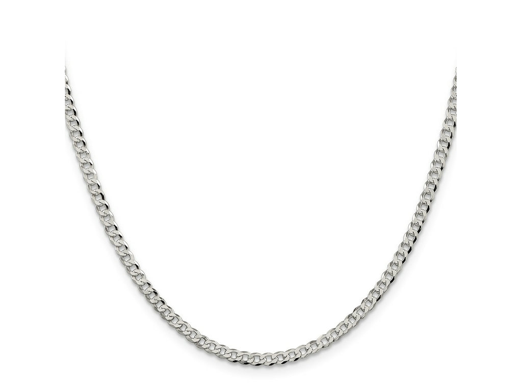 FJC Finejewelers 925 Sterling Silver Beveled Curb Chain 24 Inches x 3.2 mm
