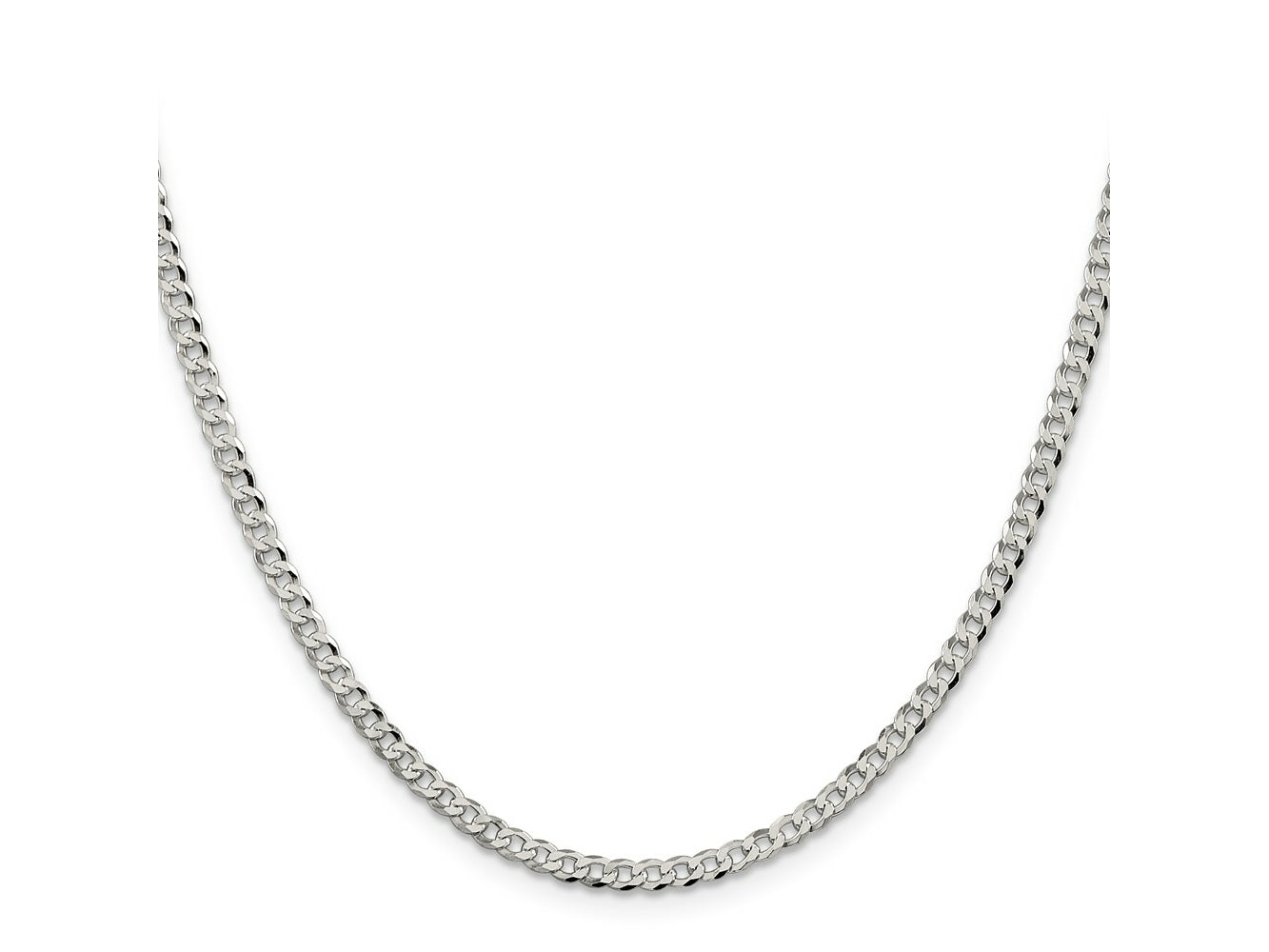 FJC Finejewelers 925 Sterling Silver Beveled Curb Chain 24 Inches x 3.2 mm