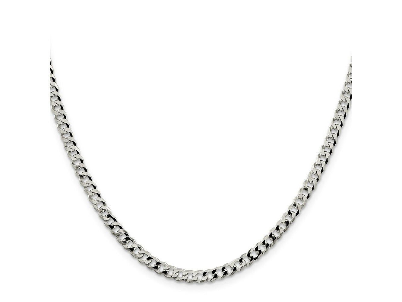 FJC Finejewelers 925 Sterling Silver Beveled Curb Chain 18 Inches x 4 mm
