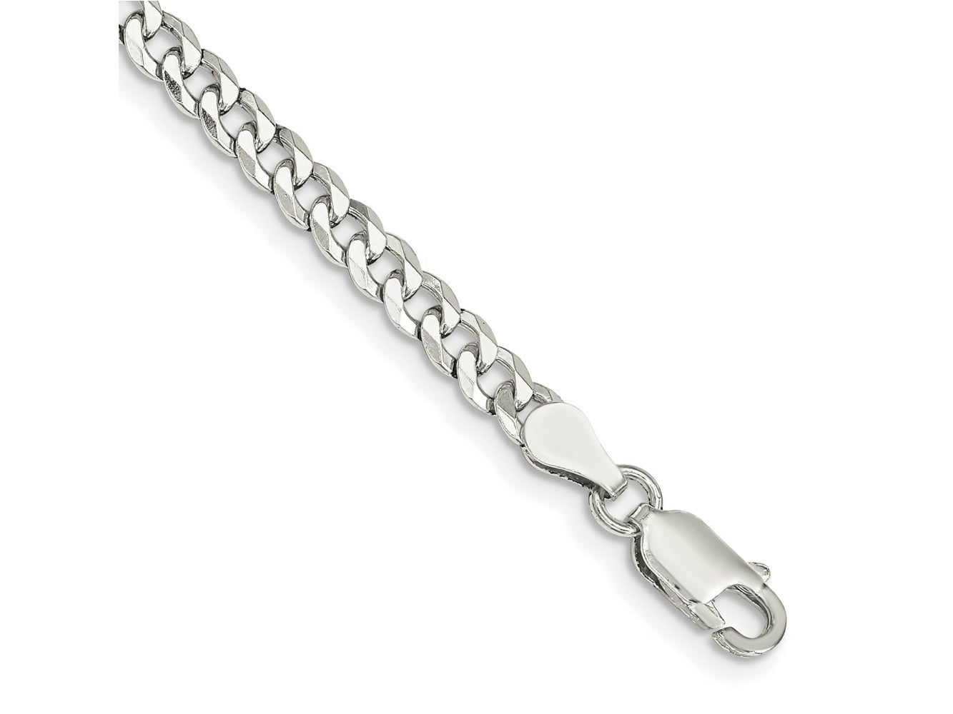 FJC Finejewelers 925 Sterling Silver Beveled Curb Bracelet Chain 8 Inches x 4 mm