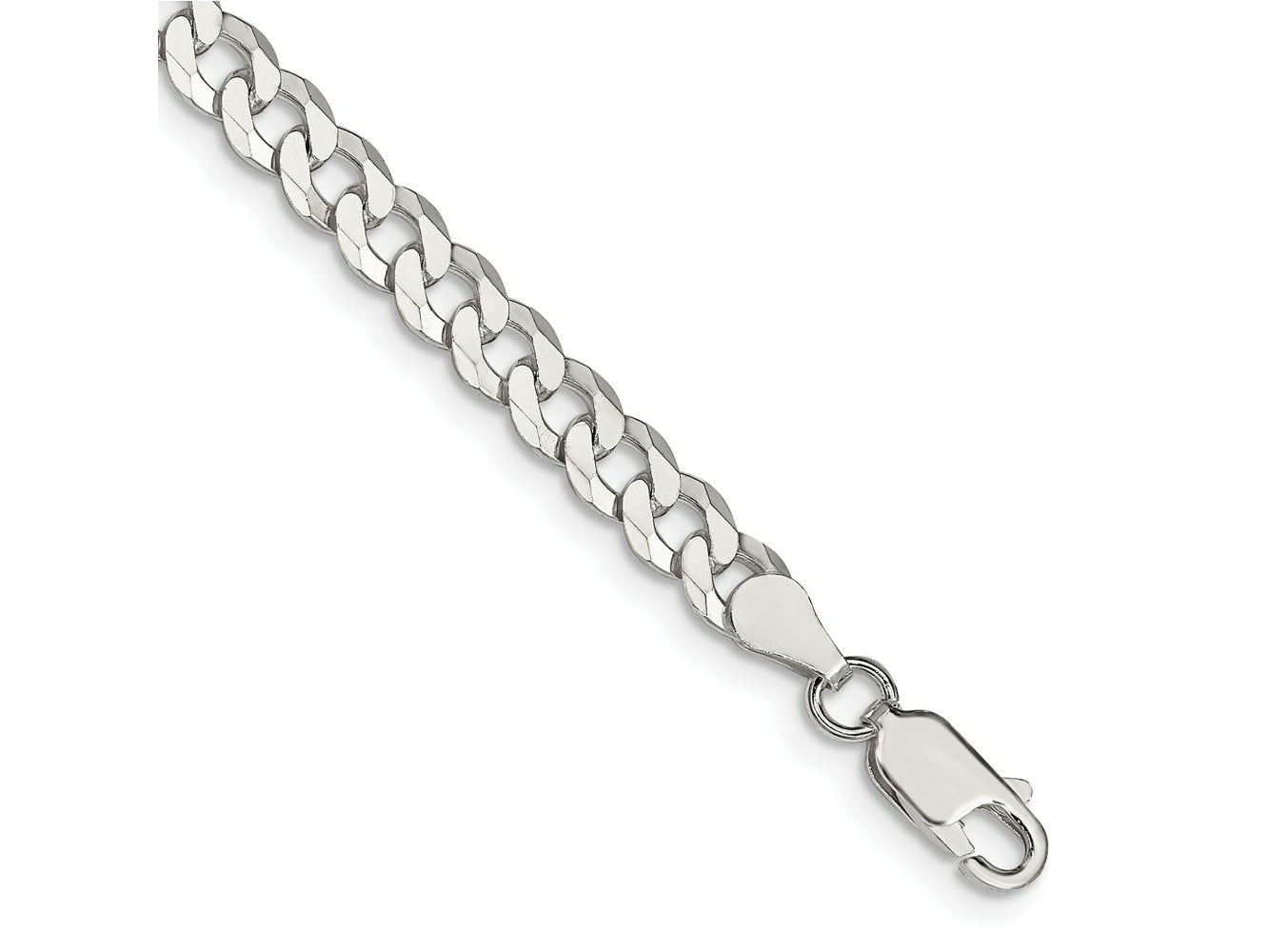 FJC Finejewelers 925 Sterling Silver Beveled Curb Bracelet Chain 8 Inches x 5 mm
