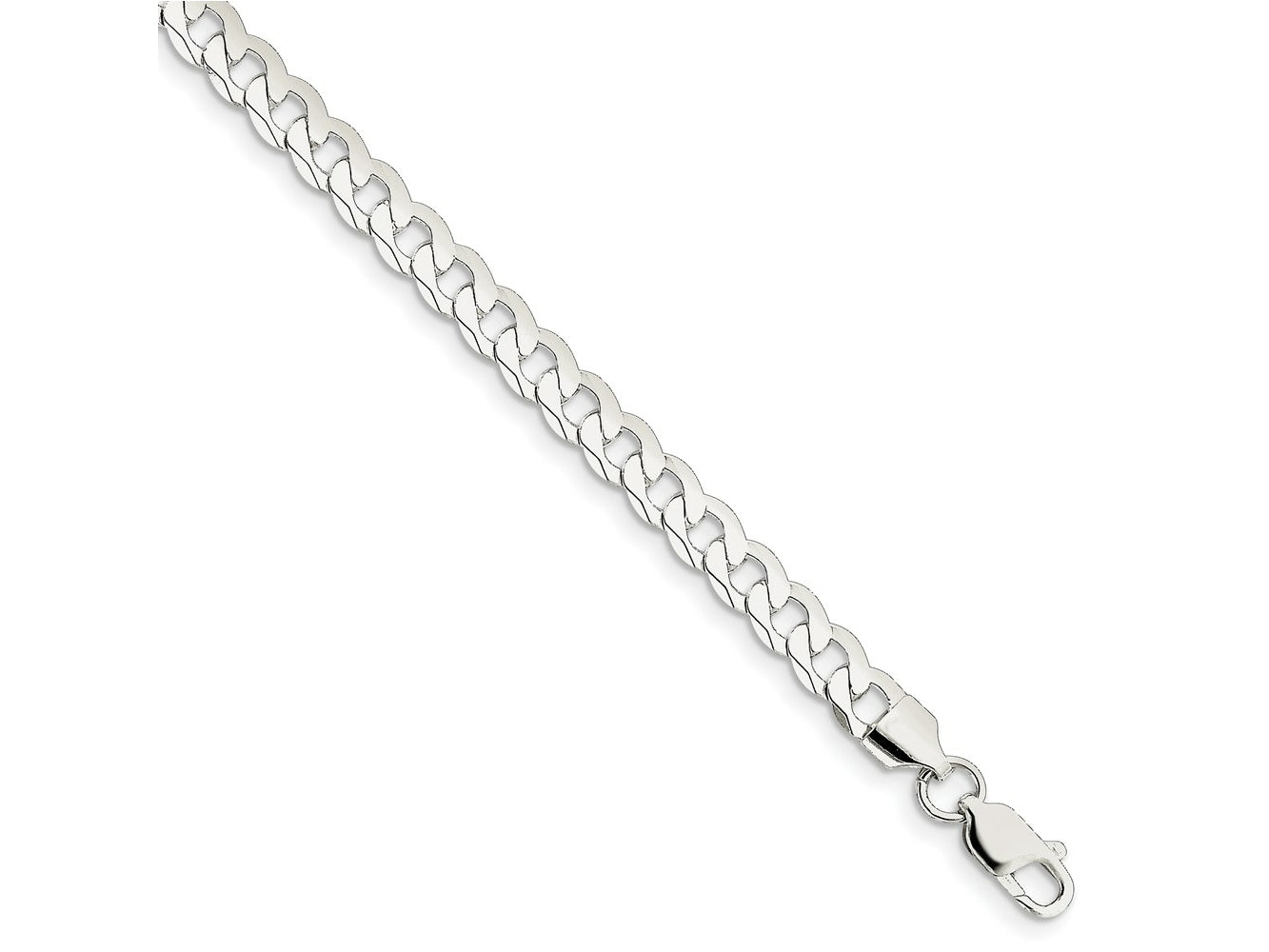 FJC Finejewelers 925 Sterling Silver Beveled Curb Bracelet Chain 7 Inches x 6 mm