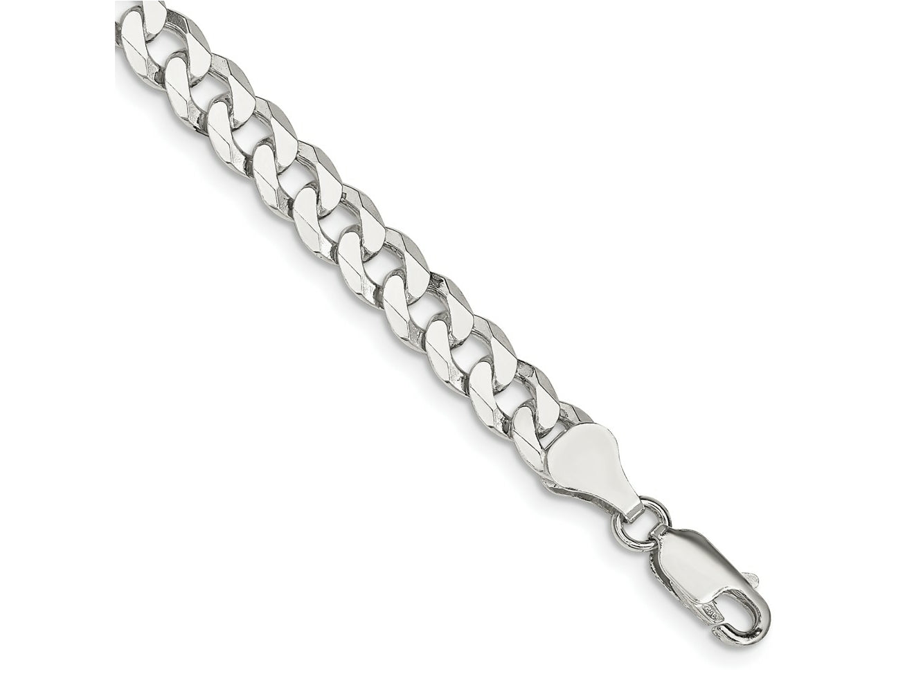 FJC Finejewelers 925 Sterling Silver Beveled Curb Bracelet Chain 8 Inches x 6 mm