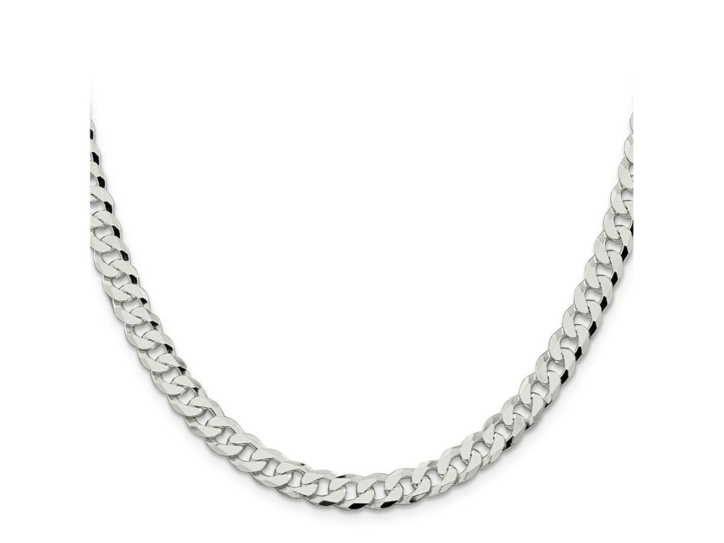FJC Finejewelers 925 Sterling Silver Beveled Curb Chain 28 Inches x 7 mm