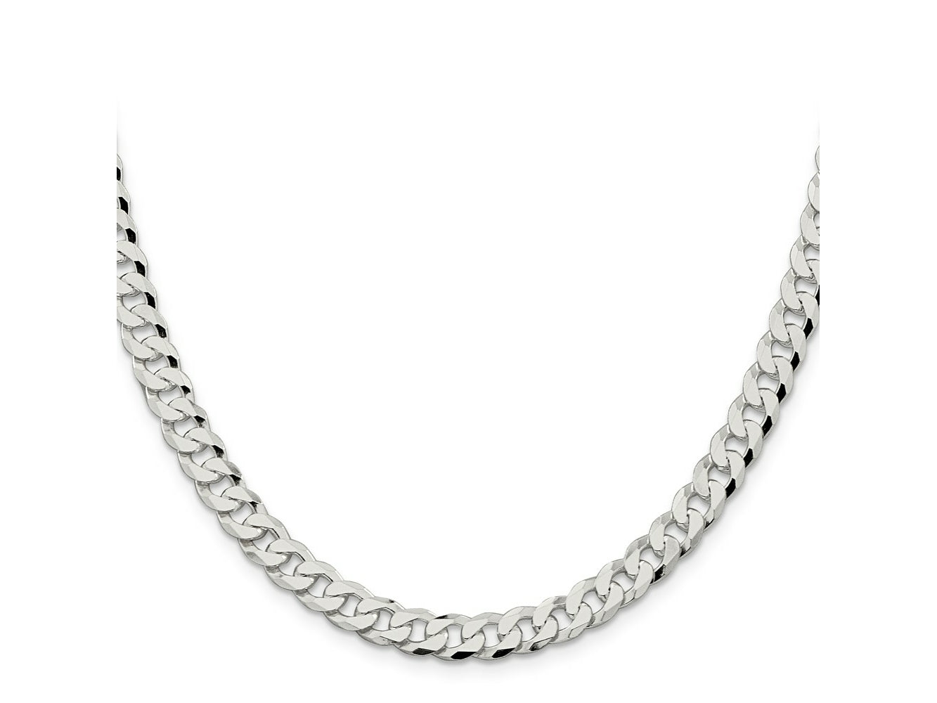 FJC Finejewelers 925 Sterling Silver Beveled Curb Chain 28 Inches x 7 mm