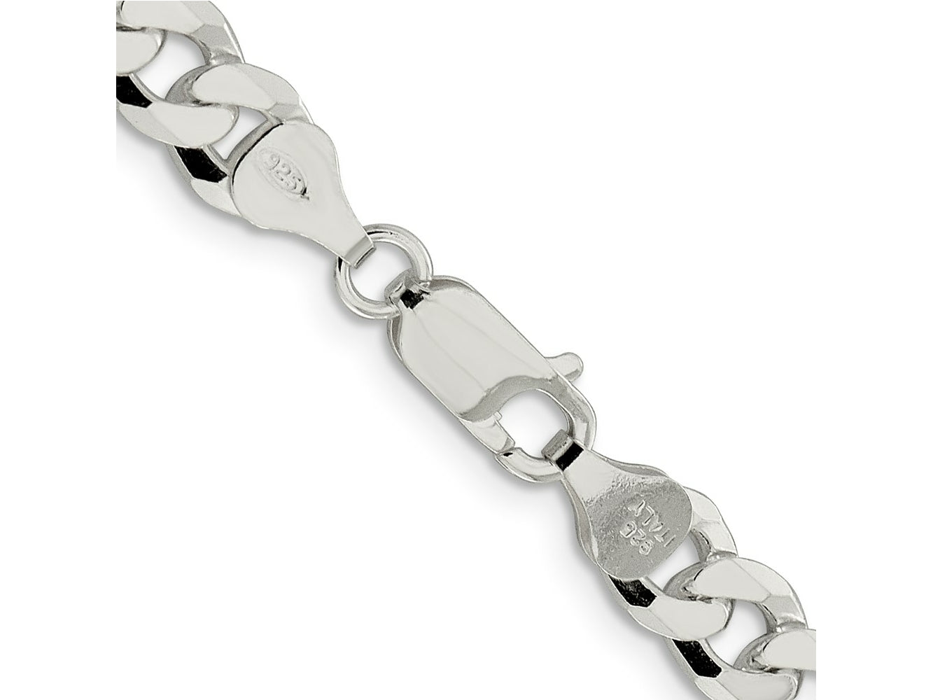 FJC Finejewelers 925 Sterling Silver Beveled Curb Bracelet Chain 9 Inches x 7 mm