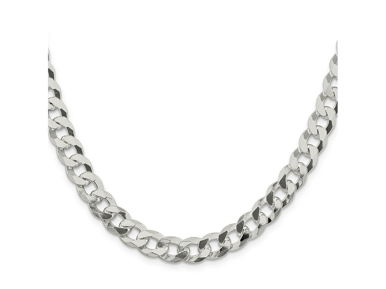 FJC Finejewelers 925 Sterling Silver Beveled Curb Chain 20 Inches x 8.5 mm