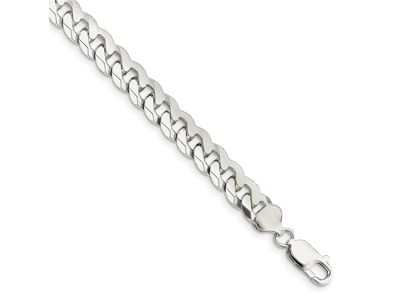 FJC Finejewelers 925 Sterling Silver Beveled Curb Bracelet Chain 7 Inches x 8.5 mm