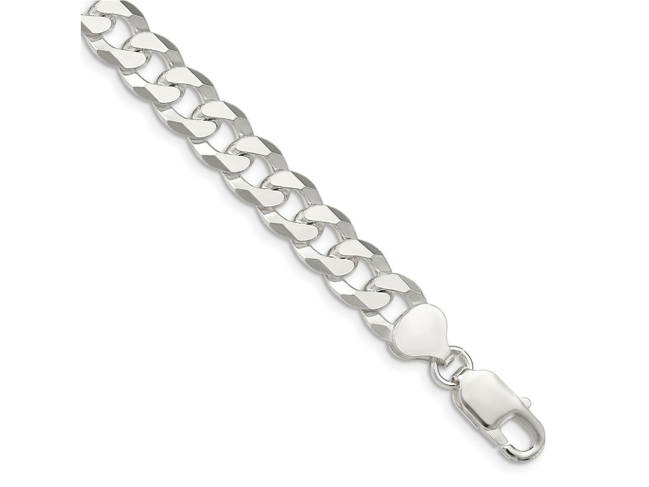 FJC Finejewelers 925 Sterling Silver Beveled Curb Bracelet Chain 8 Inches x 8.5 mm