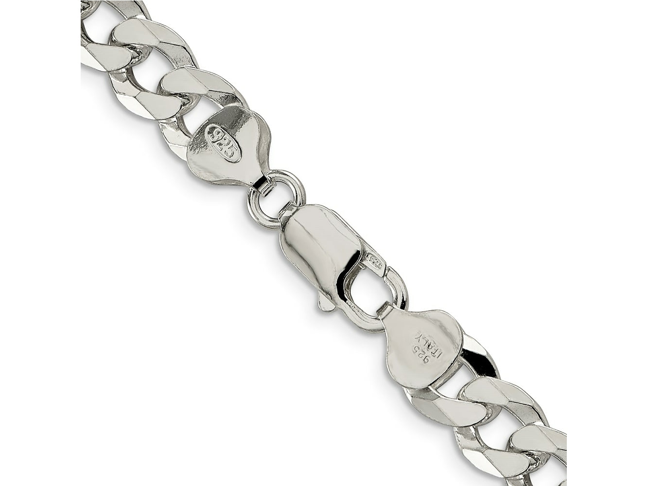 FJC Finejewelers 925 Sterling Silver Beveled Curb Bracelet Chain 9 Inches x 8.5 mm