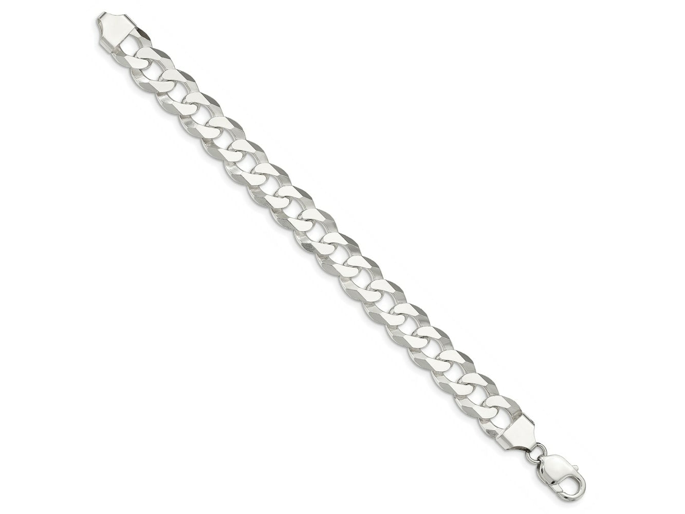 FJC Finejewelers 925 Sterling Silver Beveled Curb Bracelet Chain 8 Inches x 13 mm