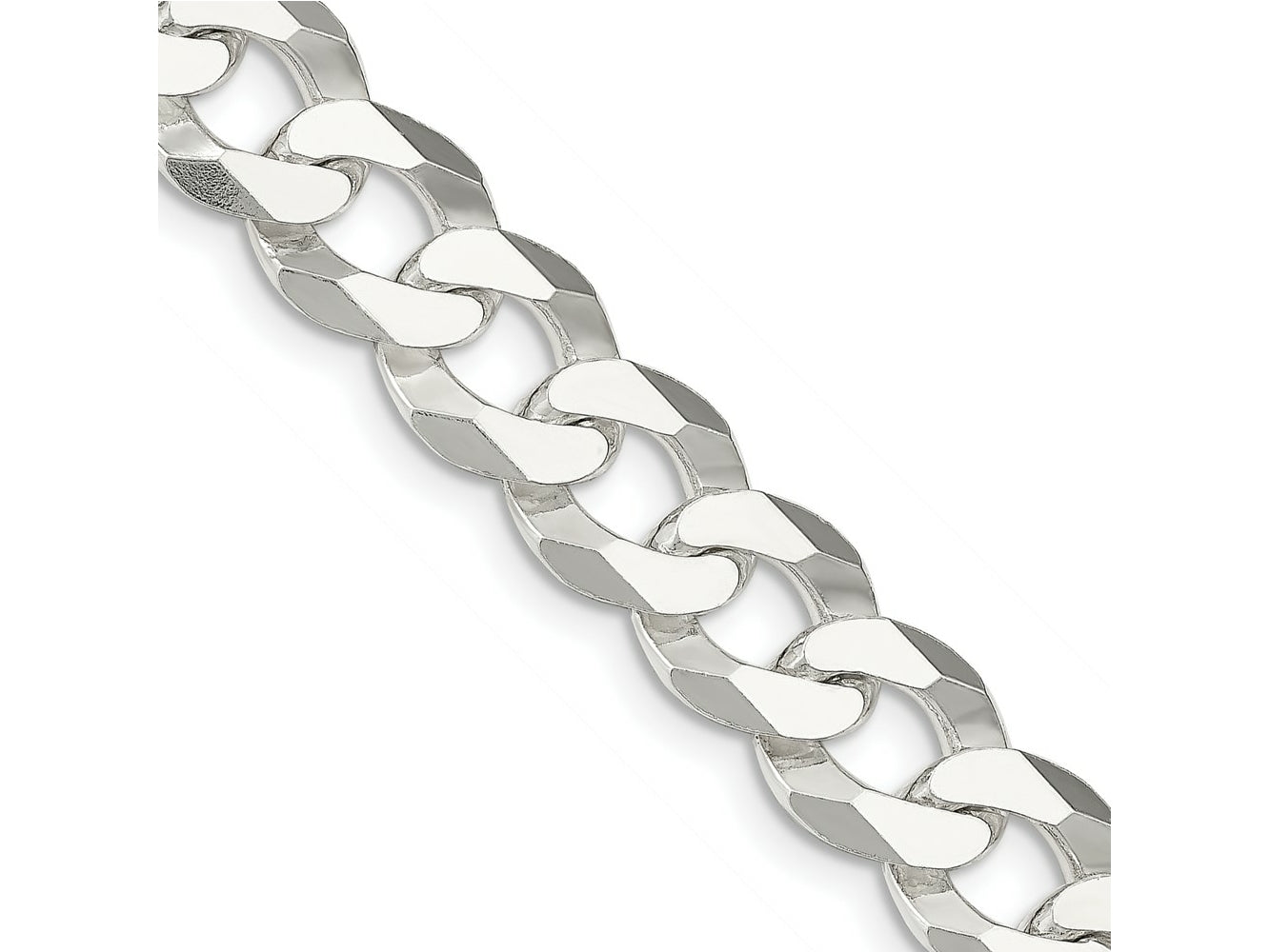 FJC Finejewelers 925 Sterling Silver Beveled Curb Bracelet Chain 9 Inches x 13 mm