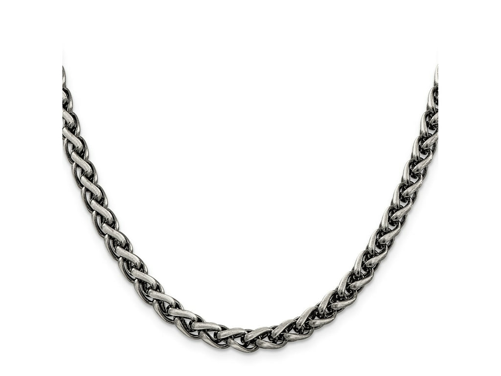 FJC Finejewelers 925 Sterling Silver Antiqued Round Spiga Chain 22 Inches x 6 mm