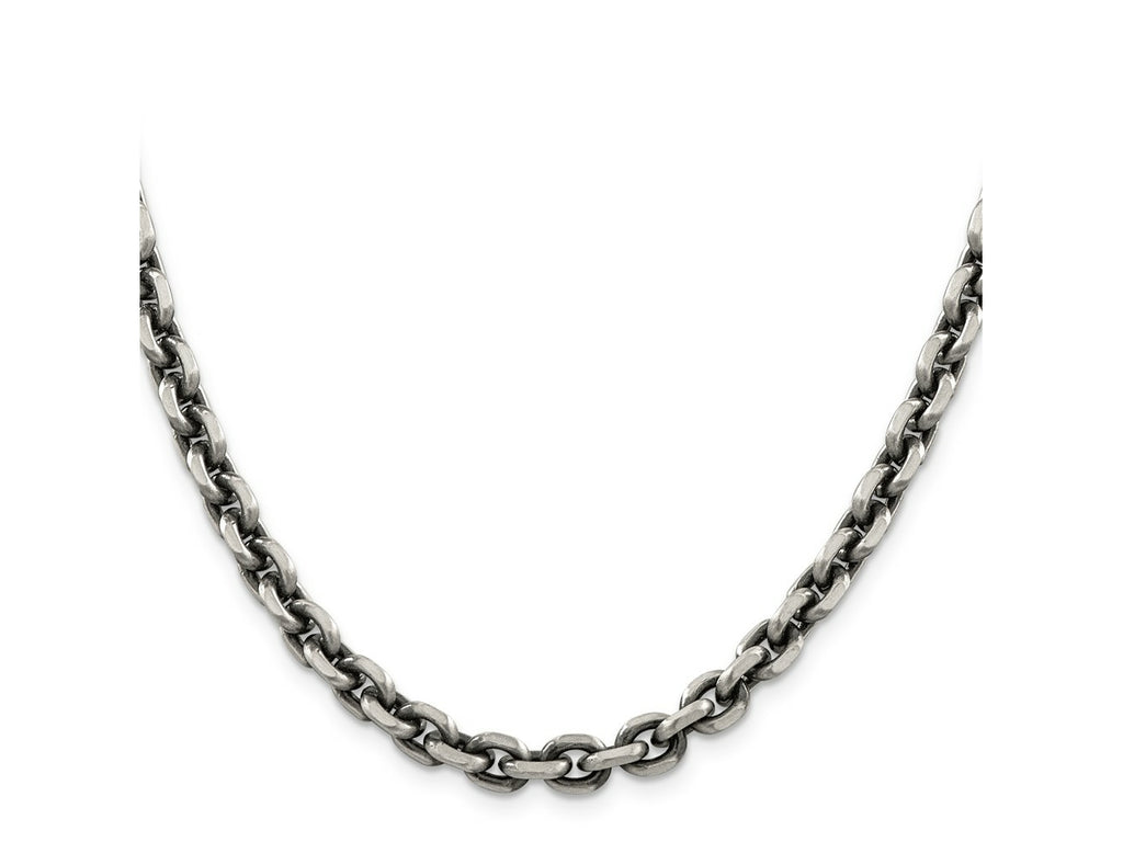 FJC Finejewelers 925 Sterling Silver Cable Antiqued Elongated Open Link Chain 24 Inches x 5.6 mm