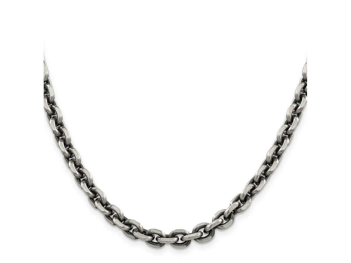 FJC Finejewelers 925 Sterling Silver Cable Antiqued Elongated Open Link Chain 24 Inches x 5.6 mm