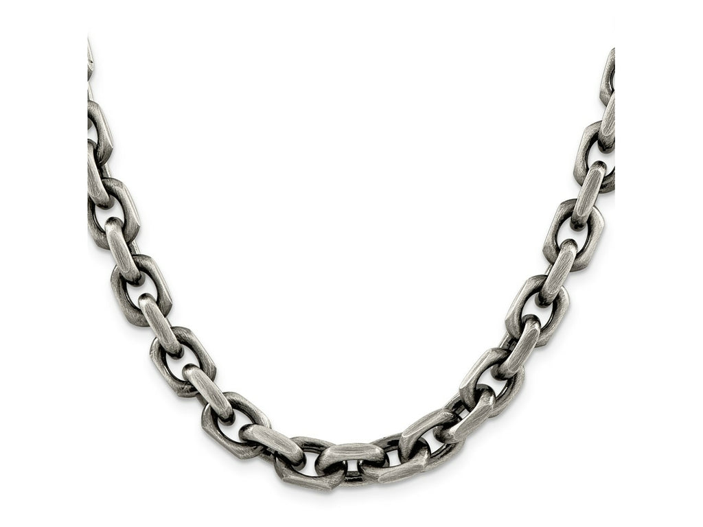 FJC Finejewelers 925 Sterling Silver Cable Antiqued Bright Cut Elongated Open Link Chain 22 Inches x 8.6 mm