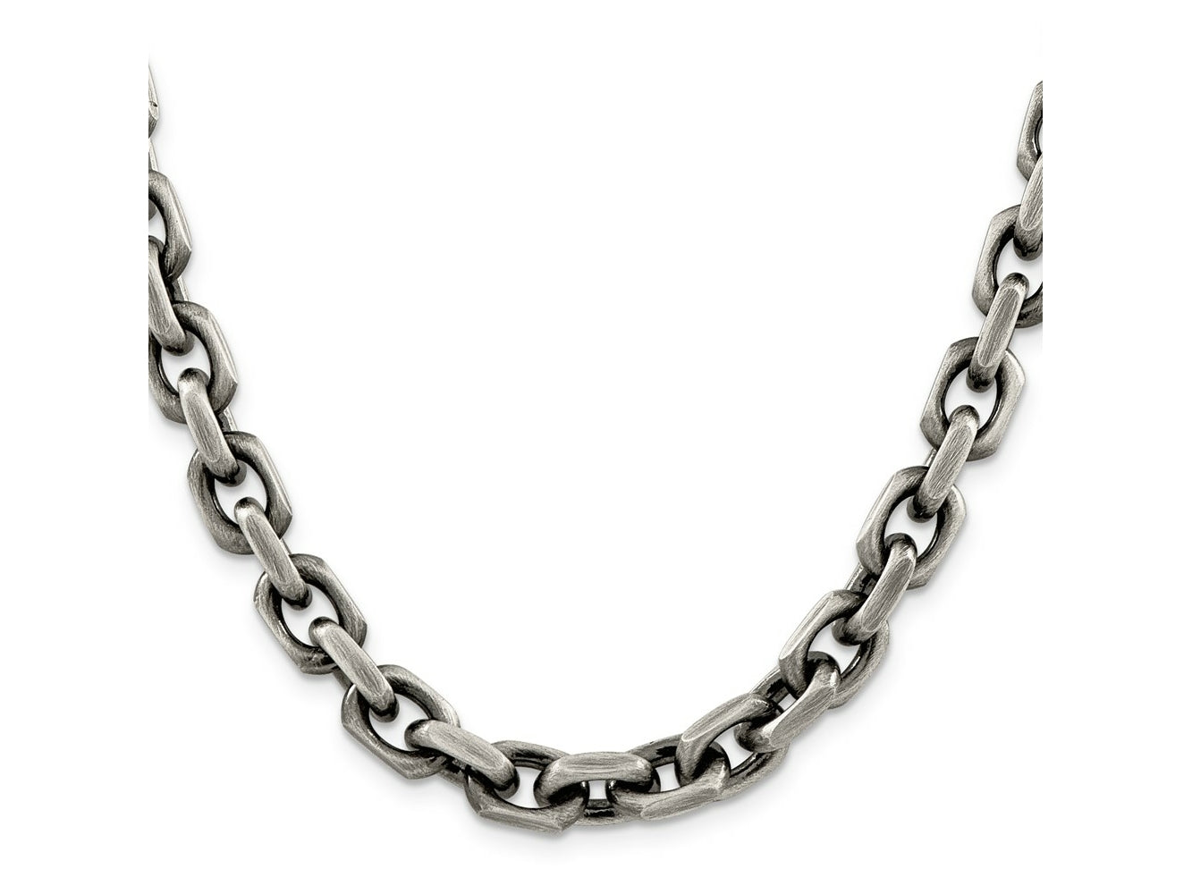 FJC Finejewelers 925 Sterling Silver Cable Antiqued Bright Cut Elongated Open Link Chain 24 Inches x 8.6 mm