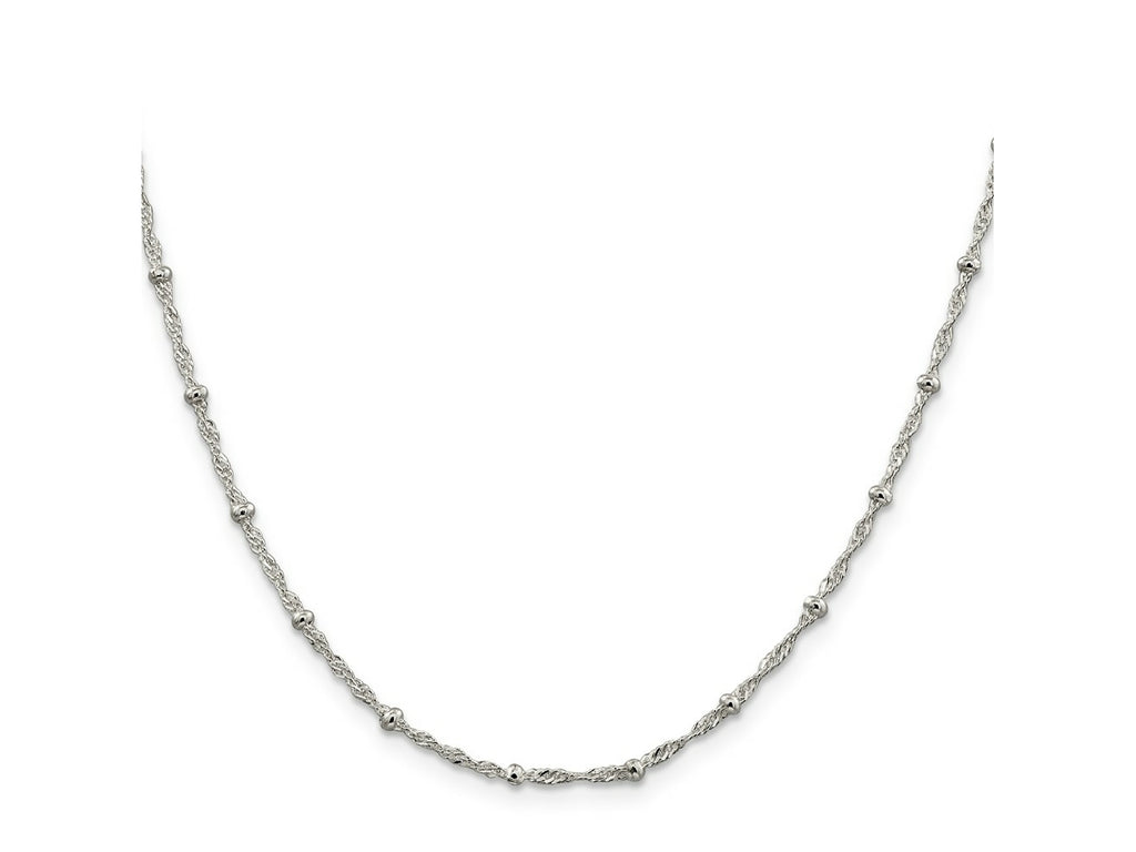 FJC Finejewelers 925 Sterling Silver Singapore with Beads Chain 14 Inches x 2.5 mm