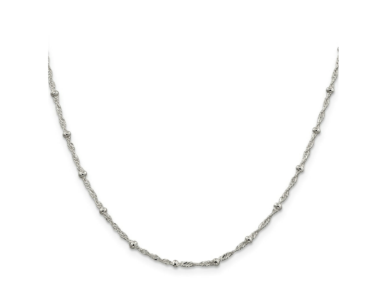FJC Finejewelers 925 Sterling Silver Singapore with Beads Chain Anklet 9 Inches x 2.5 mm