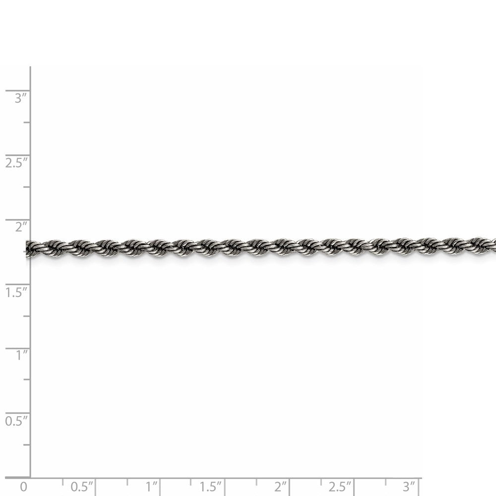 FJC Finejewelers 925 Sterling Silver Ruthenium-plated Rope Chain 22 Inches x 3 mm