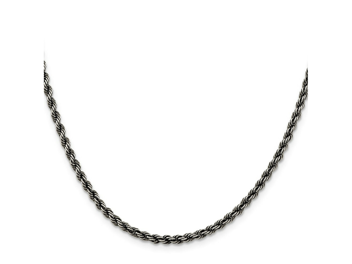 FJC Finejewelers 925 Sterling Silver Ruthenium-plated Rope Chain 22 Inches x 3 mm