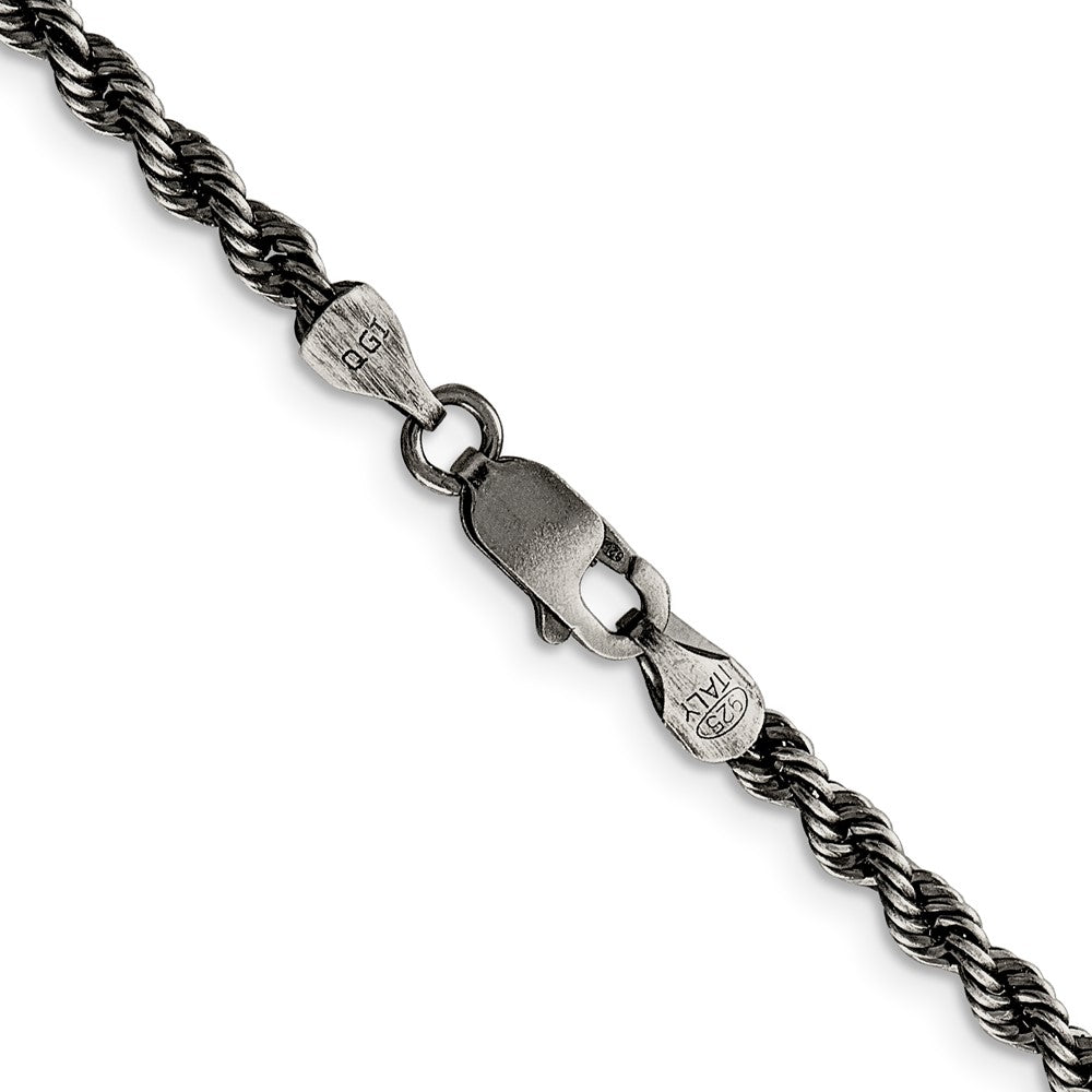 FJC Finejewelers 925 Sterling Silver Ruthenium-plated Rope Chain 26 Inches x 3 mm