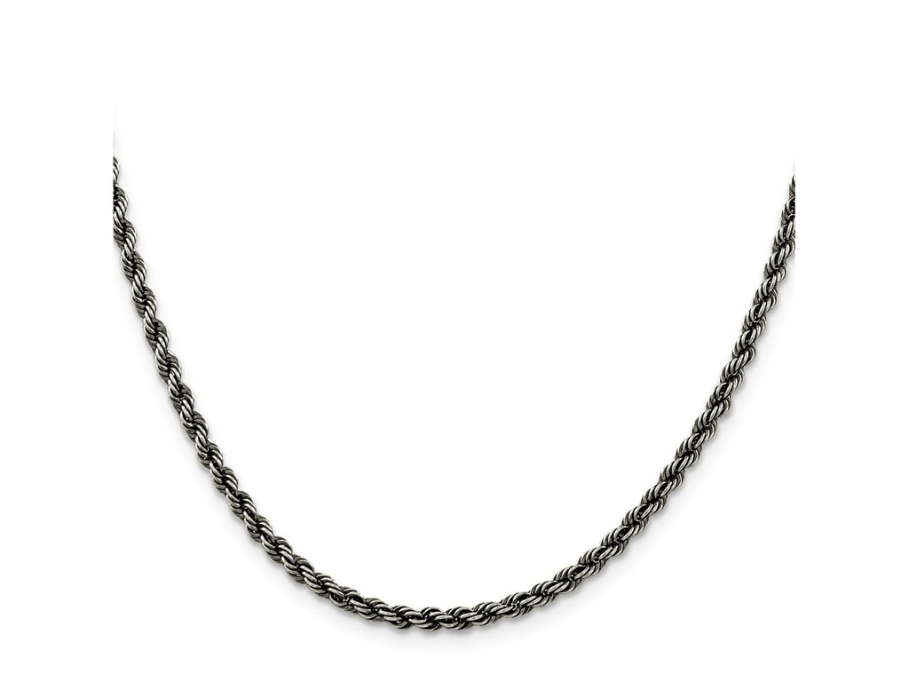 FJC Finejewelers 925 Sterling Silver Ruthenium-plated Rope Chain 26 Inches x 3 mm