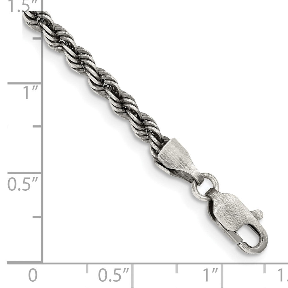 FJC Finejewelers 925 Sterling Silver Bright Cut Ruthenium-plated Rope Chain 8 Inches x 3 mm